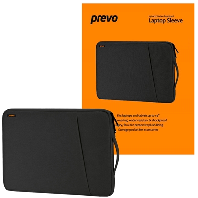 prevo-14-inch-laptop-sleeve-side-pocket-cushioned-lining-black