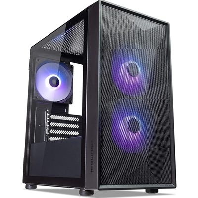 tecware-forge-m2-matx-pc-case-compact-high-airflow-mesh-front-panel-3-x-argb-fans-included-hinged-tempered-glass-door-supports-240mm-radiator-matx-itx-black