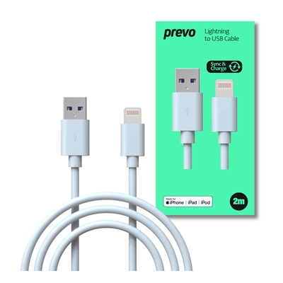 prevo-usb-lightning-2m-lightning-cable-usb-2-0-a-m-to-apple-lightning-m-2m-white-mfi-certified-fast-charging-up-to-2-1a-data-sync-rate-up-to-480mbps-superior-design-performance-retail-bo