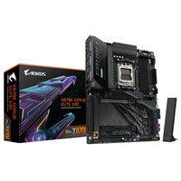 Gigabyte X870E AORUS MASTER AMD AM5 Socket Motherboard, ATX, 4x DDR5 Slots, 4x M.2 Sockets, Fitted I/O Shield, 5GbE LAN, Wi-Fi 7, 1x HDMI Port / 2x USB-C (USB4)