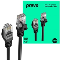 Prevo CAT6-BLK-10M Network Cable, RJ45 (M) to RJ45 (M), CAT6, 10m, Black, Oxygen Free Copper Core