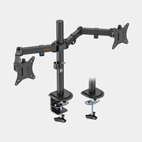 VonHaus Dual Monitor Stand for 13-32 Inch Screens, Twin Monitor Mount with Desk Clamp, Height Adjustable, Easy Assemble Stand with Full Tilt, Rotation & Swivel Arms, VESA 75x75 & 100x100mm