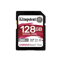 Kingston Canvas React Plus V60 128GB Memory Card, 4K, UHS-II, 280MB/s R, 150MB/s W